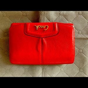 Red/tan leather Coach wallet